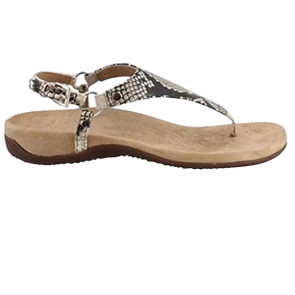 Vionic Kirra Snakeskin Print T Strap Back Strap Sandals - Picture 2 of 12
